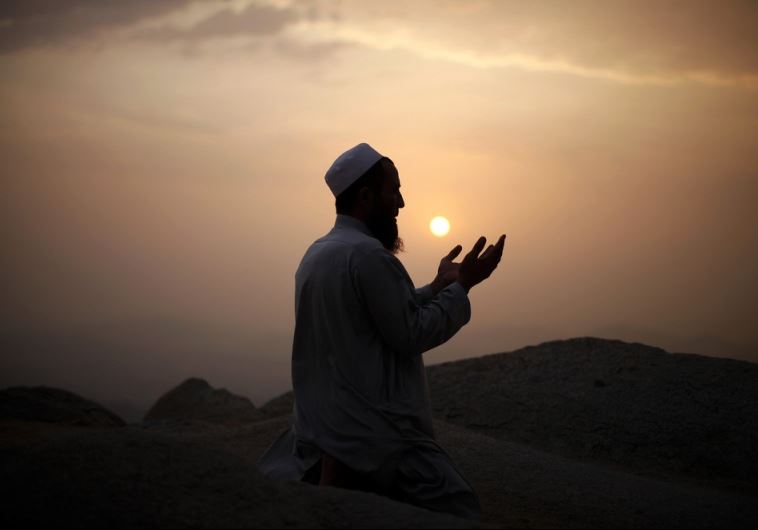A Muslim pilgrim prays atop Mount Thor in the holy city of Mecca ahead of the annual haj pilgrimage