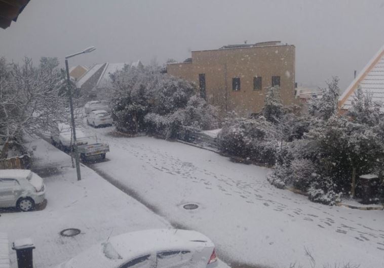 Snow in the northern Misgav Regional Council's Mount Halutz area