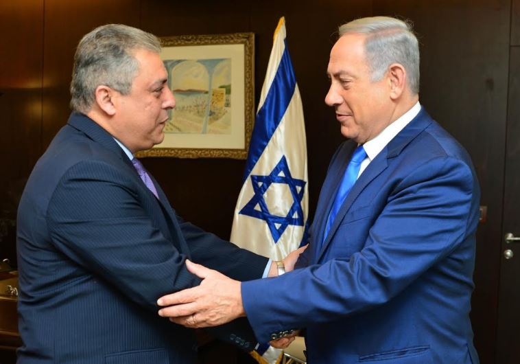 Prime Minister Benjamin Netanyahu meets with new Egyptian Ambassador Hazem Khairat in Jerusalem, February 29, 2016