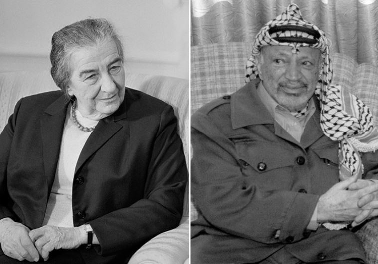 Golda Meir and Yasser Arafat