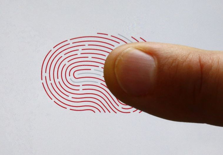 A person uses a sensor for biometric identification on a smartphone in Berlin
