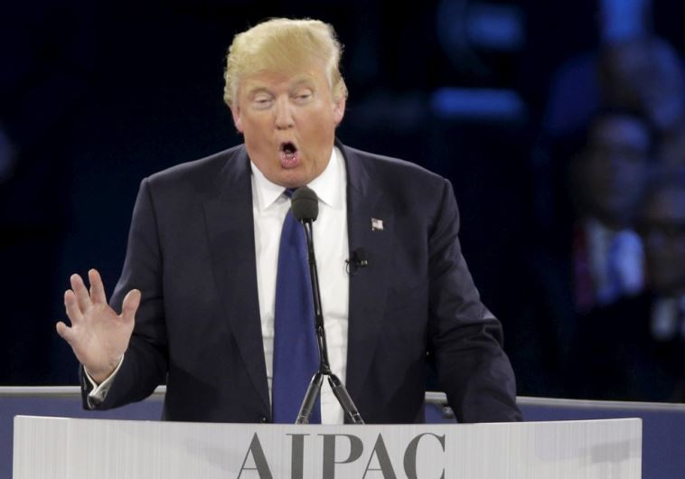 Republican US presidential candidate Donald Trump addresses the American Israel Public Affairs Committee (AIPAC) in Washington