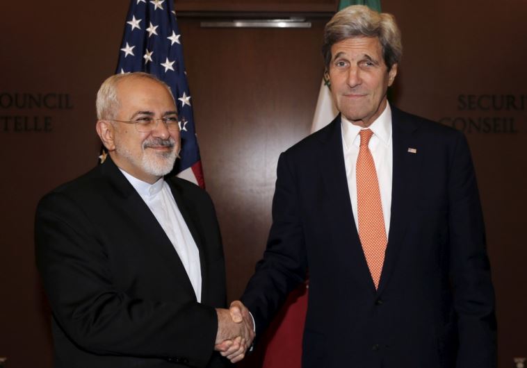 US Secretary of State John Kerry (R) meets with Iran's Foreign Minister Mohammad Javad Zarif at UN headquarters in New York