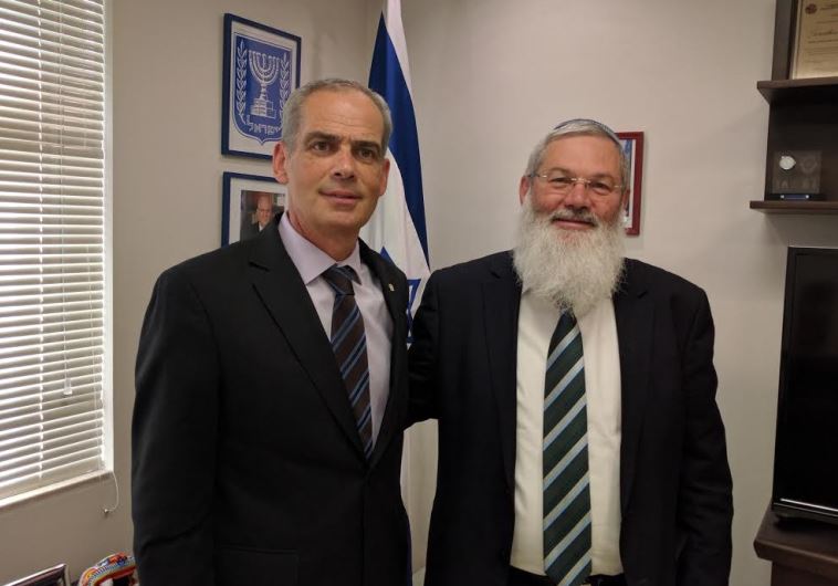 Deputy Defense Minister Eli Ben Dahan (R) and Israeli ambassador to Mexico Jonathan Peled