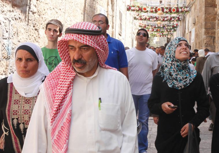 Muslims making their way to the mosque for Ramadan at the Lions’ Gate in the Old City
