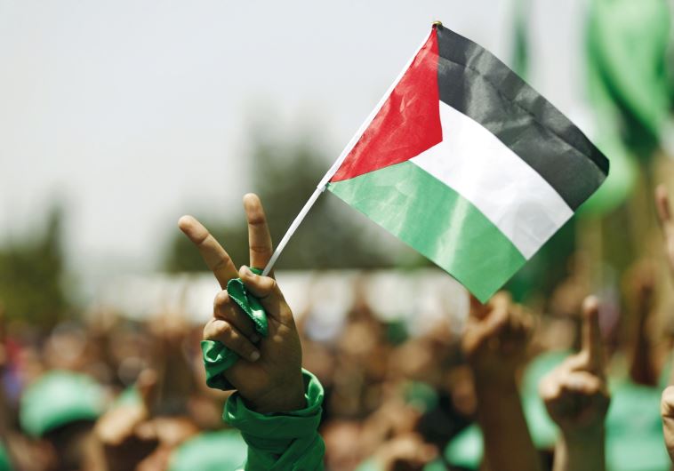A student supporting Hamas holds a Palestinian flag in a rally in Ramallah, earlier this year