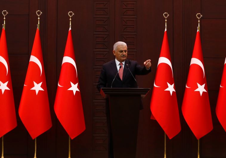 Turkey's Prime Minister Binali Yildirim addresses the media in Ankara, Turkey, June 27, 2016