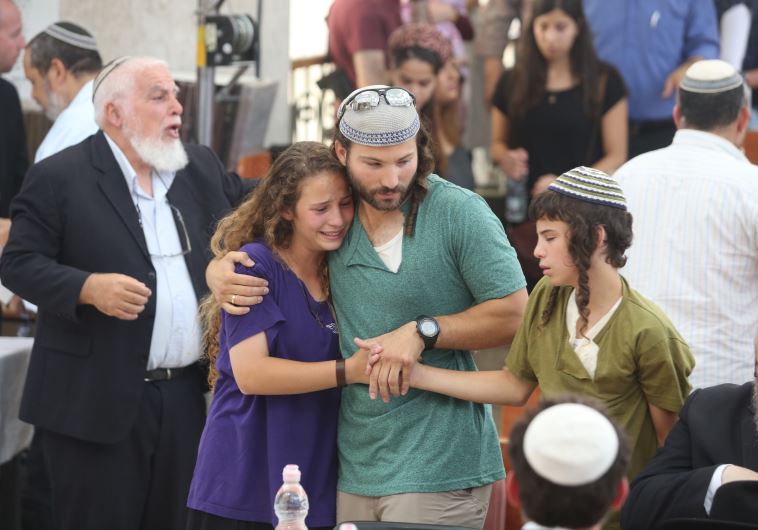 Family of Rabbi Michael Mark at his funeral in Jerusalem