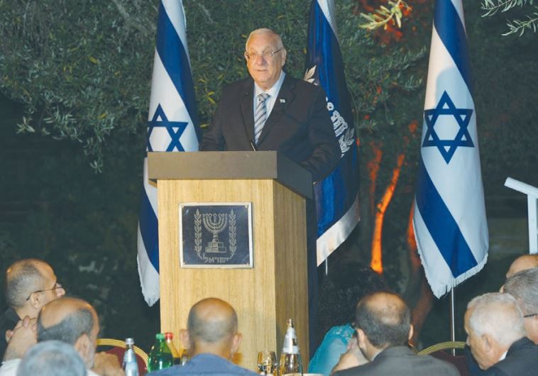 PRESIDENT REUVEN RIVLIN speaks at an Iftar meal on Sunday at the President’s Residence in Jerusalem. (