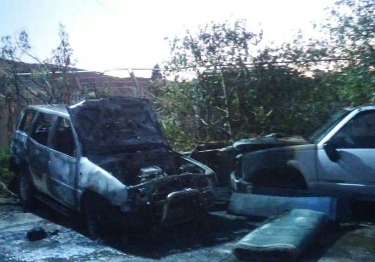 Vehicle burned by Jewish suspects in a revenge attack against Palestinians for the June 8 shooting at Tel Aviv's Sarona Market