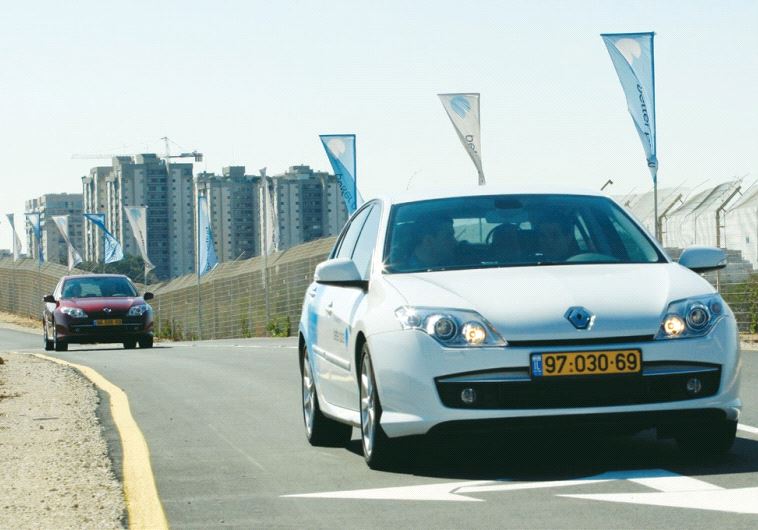 ELECTRIC CARS of the doomed Better Place vehicle network make their debut at the company’s demonstration center in Tel Aviv
