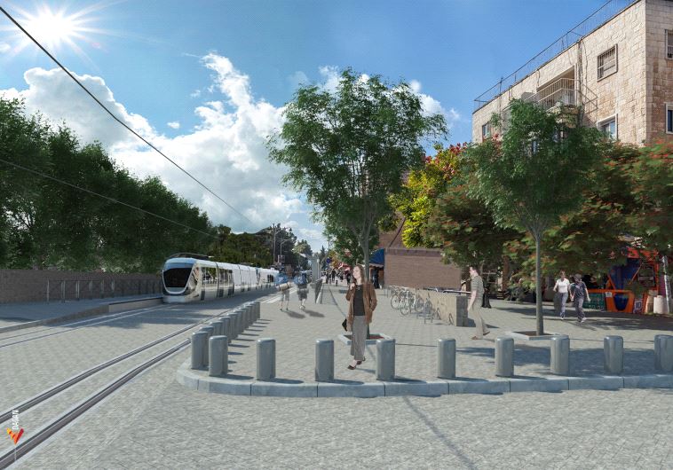Simulation de la future ligne de tramway dans Emek Refaim