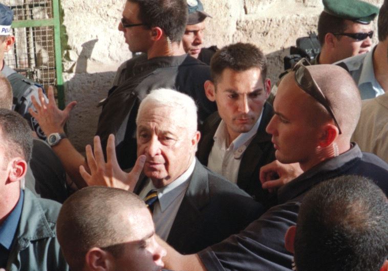 ARIEL SHARON visits the Temple Mount in 2000.