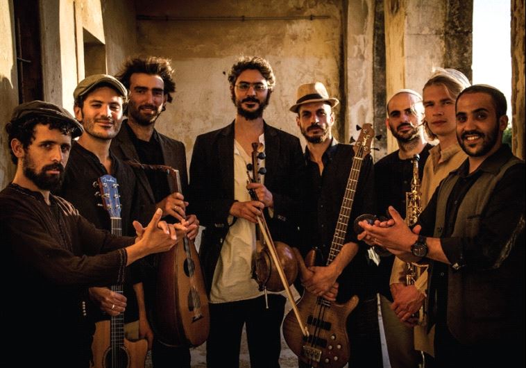 Yagel Haroush (fourth from left) will front a band of 12 instrumentalists and vocalists