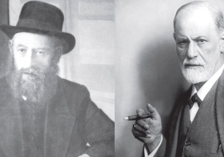 Rabbi Shalom Dov-Ber Schneersohn (L) and Prof. Sigmund Freud (R)