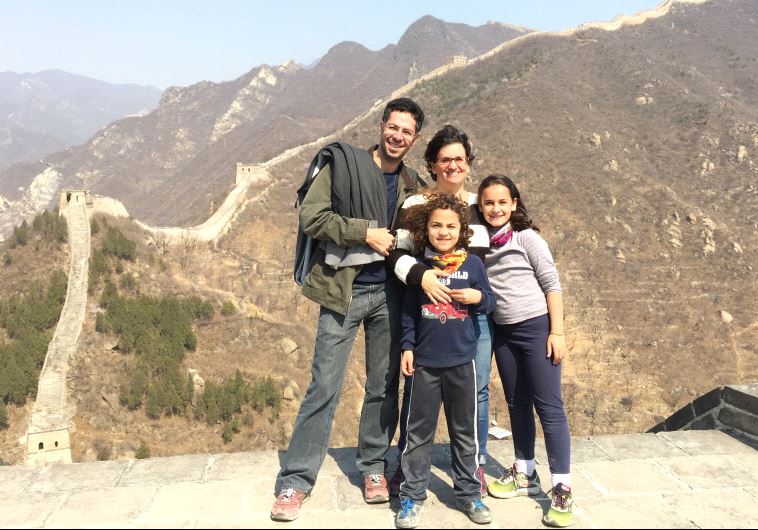 Of living in China as an Israeli, Shahar Twito, seen with his family in front of the country’s iconic Great Wall, explains “the Chinese appreciate the hardships [we] face and our intellect.”