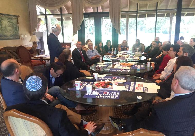 FORMER SENATOR Joe Lieberman speaks to voters at a synagogue in Boca Raton yesterday.