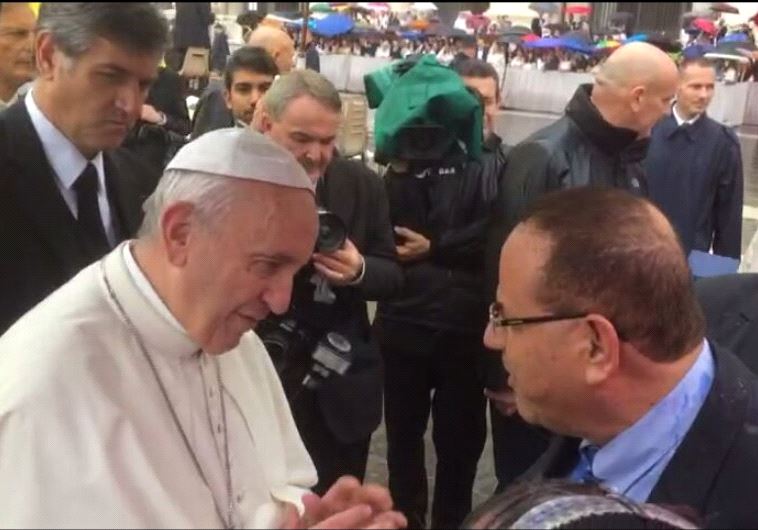 Pope Francis with Ayoub Kara at the Vatican on October 26, 2016