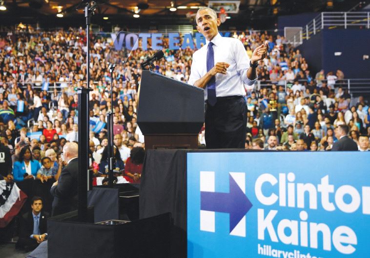 US PRESIDENT Barack Obama speaks during a Hillary for America campaign event at Florida International University in Miami