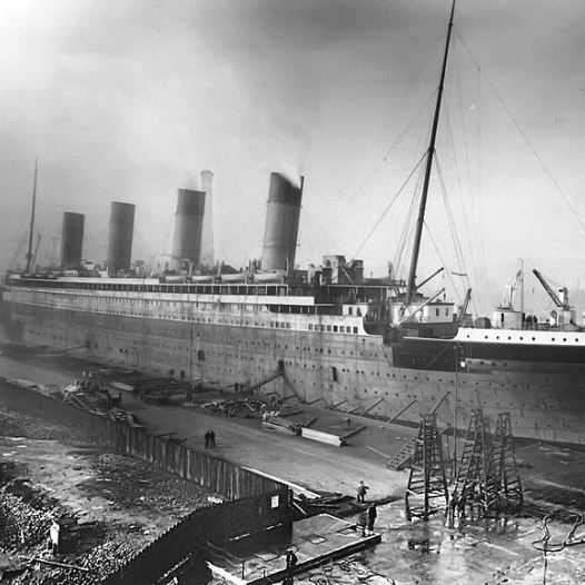 The RMS Titanic at dock before its fateful maiden voyage