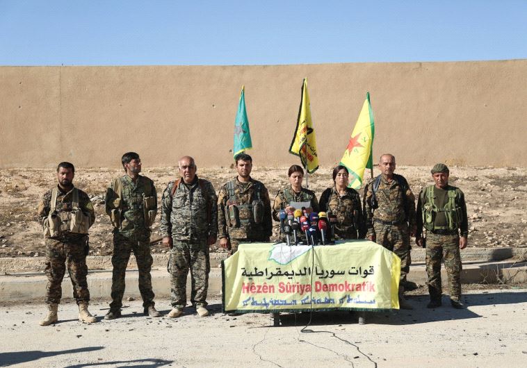 SYRIAN DEMOCRATIC FORCES commanders announce an offensive to take the ISIS-held city of Raqqa last week.