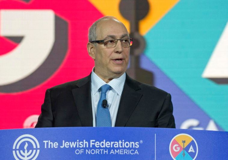 Chemi Peres, son of the late Ninth President Shimon Peres, speaks at the GA – the annual Jewish Federations of North America convention.