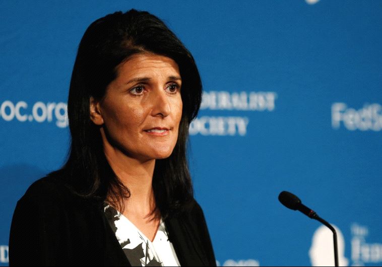 Nikki Haley delivers remarks at the Federalist Society 2016 National Lawyers Convention in Washington DC in November, 2016