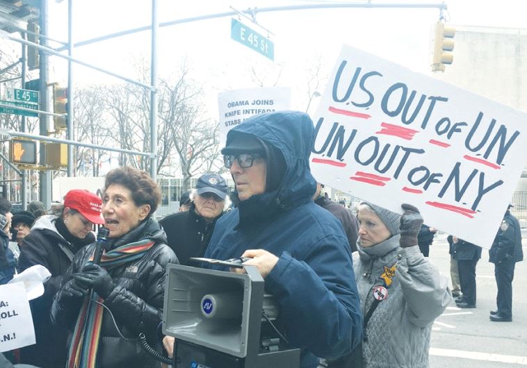NY protestors demonstrate against UN resolution 2334