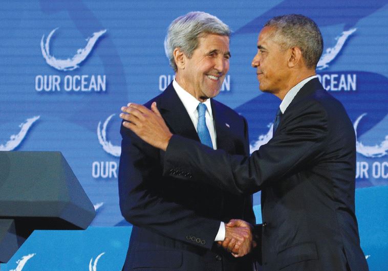 US PRESIDENT Barack Obama and Secretary of State John Kerry: ‘Not anti-Israel, anti-settlement.’