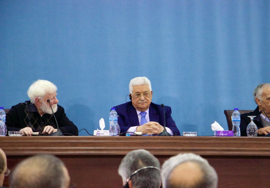 Former lawmaker and prominent peace activist Uri Avnery, PA President Mahmoud Abbas, Fatah Central Committee Member Muhammed Madani