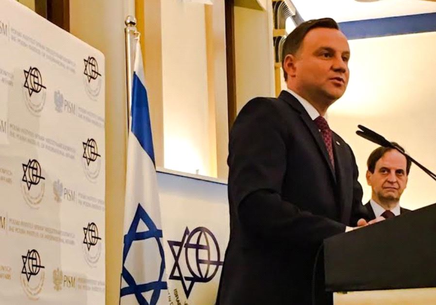 President Duda, flanked by ICFR President Dan Meridor