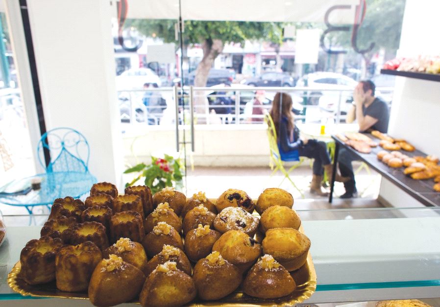 TRAY of pastries is seen at a patisserie owned by members of the French community in Netanya