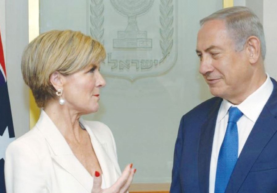 PRIME MINISTER Benjamin Netanyahu meets with Australian Foreign Minister Julie Bishop at the Prime Minister’s Office in Jerusalem last September