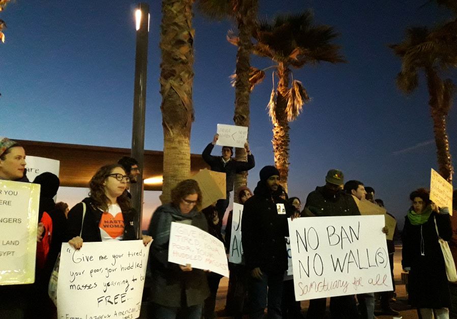 Protest in Tel Aviv against US travel ban on Jan. 29, 2017