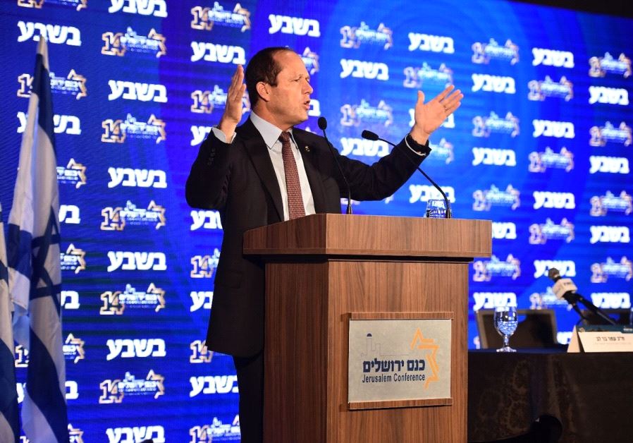 Jerusalem Mayor Nir Barkat speaks on February 14 at the Jerusalem Conference.