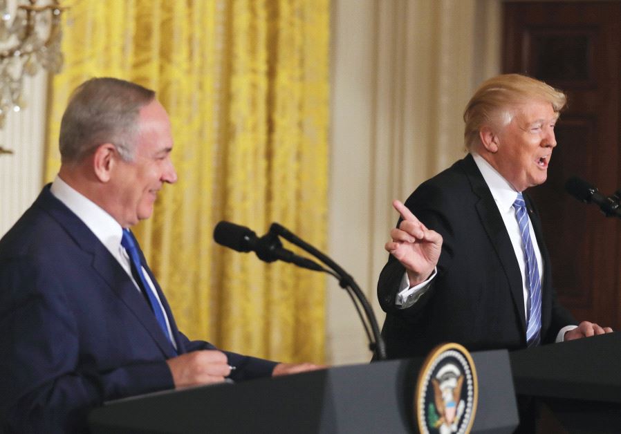 Benjamin Netanyahu and Donald Trump at a White House press conference in Washington , US on May 15, 2017