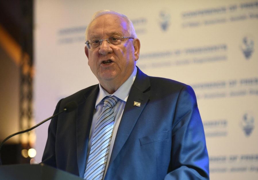 Rivlin speaks in Jerusalem at the Conference of Presidents of Major American Jewish Organizations