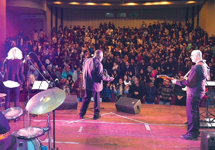 ROY YOUNG and his band play for Arab and Jewish students at the Lod Cultural Center on Thursday