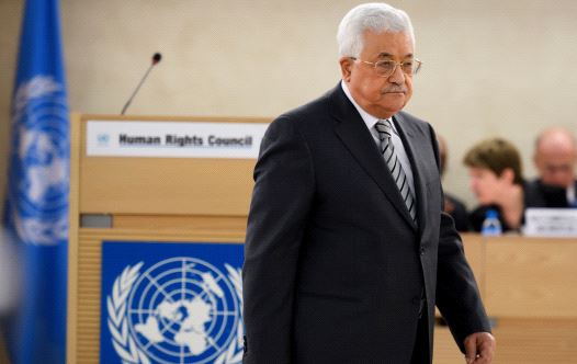 Palestinian President Mahmud Abbas arrives to delivers a speech during the United Nations Human Rights Council on February 27, 2017 in Geneva