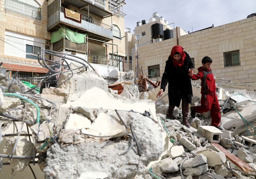 Rubble from a house which was demolished in Jerusalem as they did not have a building permit