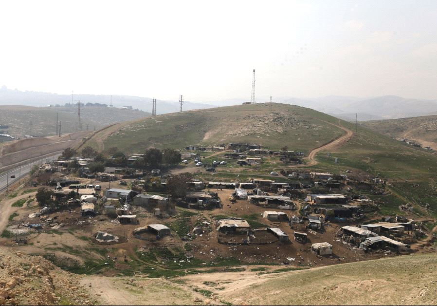 Dwellings belongings to Bedouin are seen in al-Khan al-Ahmar village near the West Bank city of Jericho February 23, 2017