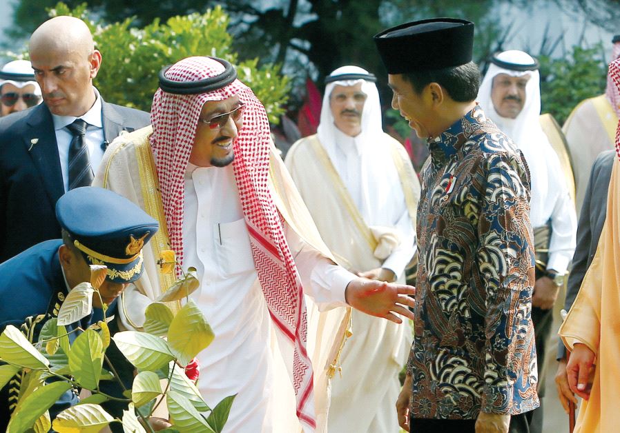 Indonesian President Joko Widodo (center-right) talks to Saudi Arabia's King Salman Abdulaziz Al-Saud (center-left) after planting a tree at the Presidential Palace in Jakarta last week, during a historic visit to Indonesia, the first visit by a Saudi head of state in 47 years