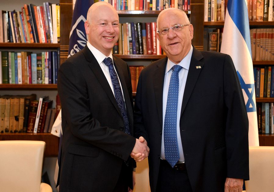 Assistant to the President and Special Representative for International Negotiations, Jason Greenblatt meets Israeli President Reuven Rivlin at the President's Residence in Jerusalem, Wednesday, March 15, 2017. 