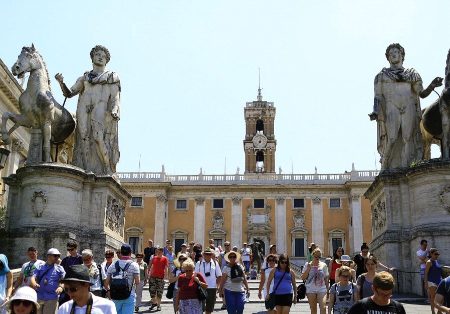 ROME’S CITY HALL, ‘Campidoglio,’ site of a recent controversy over boycotting Israel.