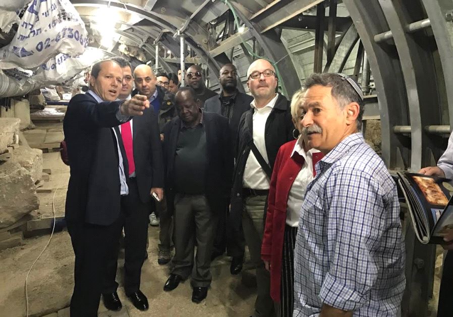 Jerusalem Mayor Nir Barkat with UNESCO ambassadors in City of David