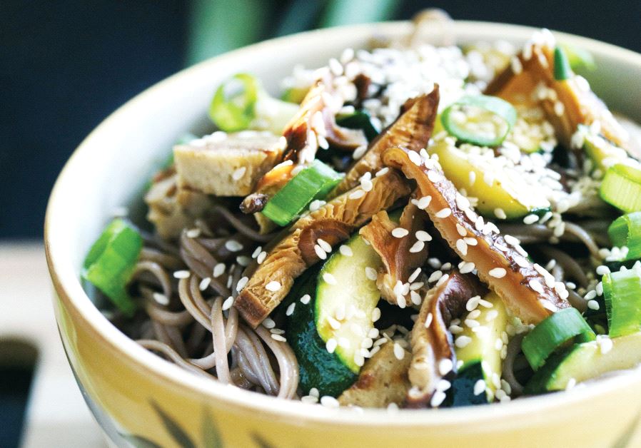 Soba noodle stir-fry with seitan
