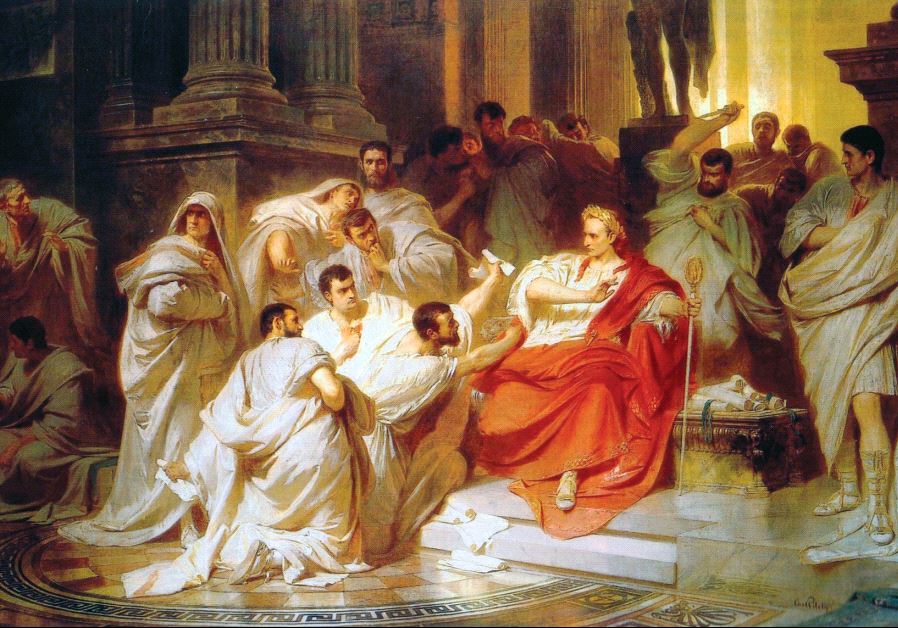 One of the most famous betrayals in history, when Brutus killed Caesar, portrayed in Karl von Piloty’s ‘The Death of Caesar.’