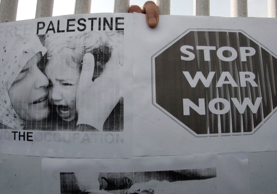 A PROTEST against Israel on a campus in India. Around the world students have faced calls for boycotting the Jewish State.