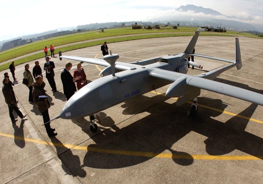 AN IAI HERON stands on the tarmac during a media presentation in Emmen, Switzerland, in 2012