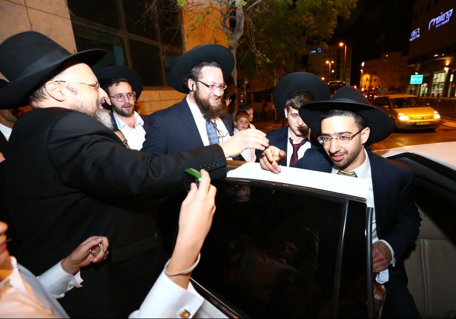 Haredi men celebrating IDF desertion.